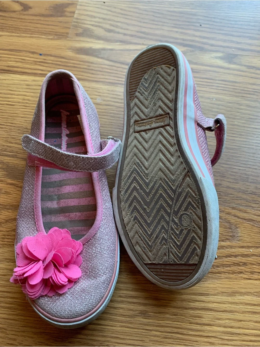 Hanna Andersson Pink Glitter Mary Jane Shoes Slides Flats Girl Kid Shoe Size 3